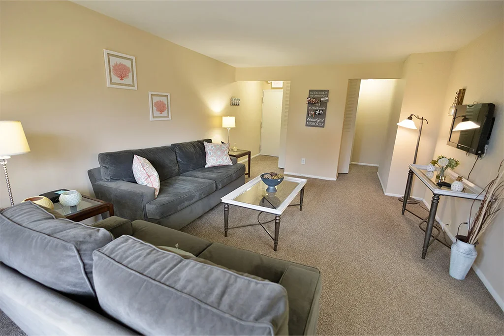Inviting living room in Salem Harbour Apartments
